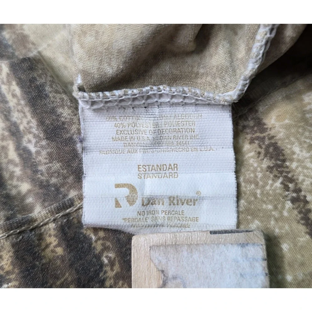 Vtg Dan‎ River Pillowcase Standard African Safari Animals Brown Percale USA